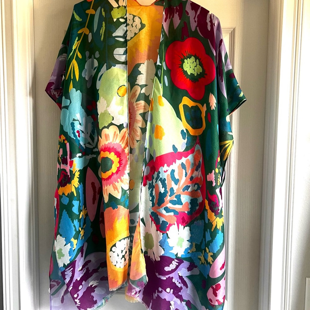 Floral Multicolor Kimono Swim Coverup